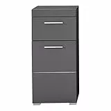 trendteam smart living - Amanda - Kommode - Grau Hochglanz - Badschrank - (BxHxT) 37 x 79 x 31 cm - Aufbewahrungsschrank mit verstellbaren Einlegeboden - Tür Links oder rechts montierbar - Kratzfest
