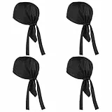 4 Stück Atmungsaktiv Mütze, Kochmütze Koch Kopfbedeckun Schwarz Küchenmütze, Baskenmütze, Damen Kochhaube Bandana, Chef Kochhut Aus Baumwolle Poly Für Restaurants, Bäcker, Hotels Männer Frauen Kochen