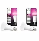Philips Hue 2er Pack intelligente weiße und farbige Ambiance 1600 A67 E27 | Extra helle LED-Lampen mit variabler Intensität, 16 Mio. Farben, App- und Sprachsteuerung, funktioniert mit