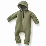 ALAVYA HOME® WALKOVERALL, Baby Wollwalk-Overalls aus Natur 100% Bio-Schurwolle Wollfleece mit Reißverschluss, Walk Woll-Anzug für Kleinkind und Baby - Pastel Khaki 62/68
