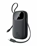 Baseus QPow3 Powerbank 45W 20000mAh mit 2 integriertem USB-C Kabel, Power Bank PD3.0 QC4.0, 3 USB C und 1 USB A, LED Display Schnellladefunktion für iPhone 17/16/15 Pro Max, iPad, Galaxy, Schwarz