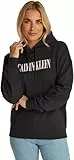Calvin Klein Damen Hoodie Varsity aus Baumwolle, Schwarz (Ck Black), XS