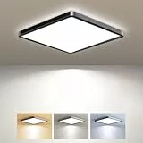 zemty Deckenlampe LED Deckenleuchte Flach, 3Farben - 3000K/4000K/6500K, IP44 Wasserfest Quadrat Badlampe Decke, 1800LM Modern LED Decklit für Flur küche Badezimmer Schlafzimmer Büro, Ø18CM