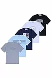 Ellesse Herren 5er Pack T-Shirt, Grau, Blau, Marineblau, Weiß, Schwarz, Rundhals, Regular Geschnitten, L EU