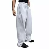 Baggy Jogginghose Herren Baumwolle Sweatpants Y2k Breite Hose Weites Bein Sporthose Elastische Taille Freizeithose Lang mit Taschen Trainingshose Sporthosen Sweathose Streetwear