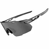 Sport-Sonnenbrille für Herren und Damen, Fahrradbrille, TR90, rahmenlose MTB-Brille, Mountainbike-Brille zum Laufen, Fahren, Reiten, Schwarz & Schwarz