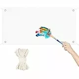 1 Set Leeres Banner Selbst Gestalten 200×100cm mit Ösen Fahne Weiß mit 8m Hängendem Seil Weißes Laken zum Bemalen für DIY Painting Abi Plakat Geburtstagsbanner Jugendweihe Banner Partyfeiern Outdoor