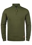 Blend BHRobin Herren Strickpullover Troyer Feinstrick Pullover mit Troyerkragen Rippbündchen Baumwollmischung Regular fit, Größe:L, Farbe:Burnt Olive (77011)