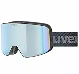 uvex pyrit FM - Skibrille für Damen und Herren - Filterkategorie 2 - vergrößertes, beschlagfreies Sichtfeld - schwarz matt dl/saphirblau-klar S2 - one size
