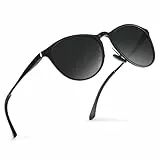 wearPro Sonnenbrille Damen-Al-Mg Metall Rahme-Polarisiert-Ultraleicht-Rund-Herren-Unisex-UV400-Retro-Vintage -Klassisch-Trendy-SonnenbrillenGeeignet FüR Camping-Outdoor-Geschenke für frauen-Schwarz