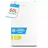 COMFEE RCU60WH3EU(E) 60L Gefrierschrank mit Inverter-Kompressor, D-Energieeffizienz, 3 Fächer, 4-Sterne-Gefrierleistung, Leise 39 dB, Gefrierschrank klein für Büro, Küche, Studentenwohnheim Weiß