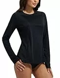 baleaf Damen Rashguard Shirt UPF 50+ Surfanzug Schnelltrocknend Sonnenschutz Outdoor T-Shirt Schwarz M