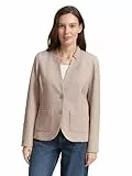 TOM TAILOR Damen 1038703 Basic Ottoman Blazer mit Taschen, 38330 - Soft Taupe Melange, L