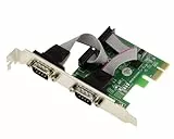 KALEA-INFORMATIQUE PCI Express PCIe Serial RS232 Controller-Karte mit 2 Ports und ASIX-Chipsatz mit Low- und HIGH Profile-Winkeln.