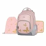 OXY GO Schulrucksack Set 3tlg für 1.-3. Klasse: Ergonomischer Rucksack, Federmappe & Turnbeutel | Mit Reflexelementen für Sicherheit | Ideal für Kinder ab 125 cm
