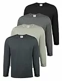 ALPIDEX Herren Langarmshirt 4er Set Basic Oberteil Einfarbig Männer Stretch Shirt Unterhemd Untershirt Longsleeve Baumwolle Rundhals, Größe:5XL, Farbe:Storm
