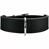 HUNTER Hundehalsband BASIC, Farbe: schwarz, Pflegeleichtes Spaltleder, Raffinierte Nahtführung, Dezentes Design, Größe: 60