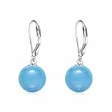VONALA Perle Ohrringe Sterling Silber, Hängend Ohrringe Schmuck Geschenke für Damen und Mädchen (Aquamarin)