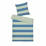 TOM TAILOR Renforcé-Bettwäsche, 80x80 cm + 135x200 cm, 100% Baumwolle/ Renforcé, mit Wendemotiv und farbigem Reißverschluss, BOLD STRIPES Grün, Blau (Green Leaf & Cool Blue)