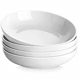 MALACASA, Serie Regular, 4 Teilig Pastateller Suppenteller Cremeweiße Porzellan Salatteller, Tiefe Teller für Spaghetti, Große Suppenschüssel für Pasta Suppen Salat Obst, 1680ml