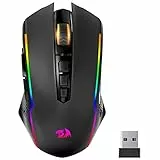 Redragon Gaming Maus Kabellose, RGB Wiederaufladbare Maus Gaming mit 9 Macro Editing Programmierbare Tasten/8000 DPI, Ergonomische Wireless Gaming Maus, 70Hrs für PC/Mac Game