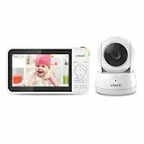 VTech VM924 Video Babymonitor mit Kamera, 5' LCD-Display, Lange Akkulaufzeit, Nachtsicht, 300 Meter Reichweite, Pan&Tilt&Zoom, Lullaby, Beruhigende Geräusche, Temperatursensor