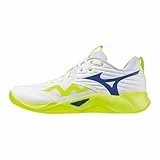 Mizuno WAVE Unisex-Erwachsene MOMENTUM PRO Schuhe, Weiß/Blitzgelb/Dazzling Blau, 40 EU