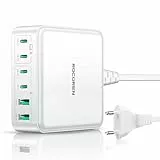 Rocoren USB C Ladegerät 270W, GaN 6-Port PD 100W QC4.0 PPS 2-Laptop USB Ladestation Schnellladegerät Mehrfach Netzteil für MacBook Pro Air, iPhone 16 15 14 Pro, Galaxy S25 S24, Steam Deck, Weiß