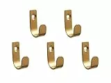 BoBoU 5 Stück Wandhaken aus massivem Messing 40×25×12 mm, gebürstet matt, Garderobenhaken zum Schrauben, Kleiderhaken für Flur, Bad, Küche, auch für Schlüssel geeignet