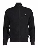 GANT Herren Extrafine Lambswool Zip Cardigan Strickjacke, DK Charcoal Melange, Large