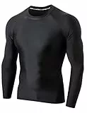 LAFROI Herren Langarmshirt UPF 50+ Kompression, BJJ, Schwimmen, Rashguard Black Size MD