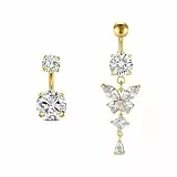 Rajnard Bauchnabelpiercing Gold Silber Chirurgenstahl Schmetterling Bananabells Piercing Schmuck 6mm 8mm 10mm 12mm 14mm Stablänge