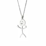 Ozmw 1 Stücke Silberne Smiley Finger Halskette, Lustige Graffiti Halskette, Mittelfinger Kette, Funny Geschenk für Einen Guten Freund