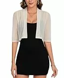 MINTLIMIT Boleros Für Damen Mesh Strickjacke Crop Cardigan Offene Leichte Transparent (Beige M)