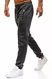 StylSense Trainingshose für Herren, mit Reißverschlusstaschen, Jogginghose für Herren, elastische Taille, Sweatpants, Zweifarbig, Dunkelgrau, L