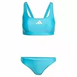 adidas Damen 3 Stripes V-Back Bikini, Lucid Cyan/White, 36