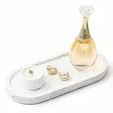 WORHE Badezimmertablett, Marmor Schminktisch Tablett Organizer Deko Oval Schmucktablett Schmuckaufbewahrung, Geeignet für Badezimmer, Küche, Aufbewahrung und Dekoration zu Hause(BH101)