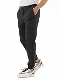 COMEOR Cargohose Herren Stretch Relaxed Fit – Chino Hose Baumwolle Männer Cargo Outdoorhosen, Wanderhose, Baggy Freizeit mit 6 Taschen & Kordelzug (Dunkelgrau, XL)