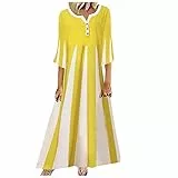 MICKURY Ever Abendkleid Damenkleider Herbst Pullover Über Kleid Festliche Herbstkleider Kleid Petrol Hochzeit Mode Damen V Ausschnitt Kurzarm Kleid Mit Karodruck Langes Freizeitkleid B-Gelb S