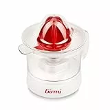 Girmi SR05 Zitruspresse, 25W, 500 ml Fassungsvermögen, Filtersieb, Doppelkegel für verschiedene Fruchtgrößen, vollständig zerlegbar und leicht zu reinigen, Weiß/Rot