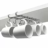 joeji's Kitchen Tassenhalter Schrankeinsatz Silberne Tassen Aufbewahrung ideal als Becherhalter oder Becherständer Tassen aufhängen unter dem Regal