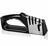 Messerschärfer, 4-in-1 Messerschleifer, Messerschärfer Profi mit ergonomischem Griff, Messer schleifer mit rutschfestem Gummi, Perfekt für Küchenprofis, Hobbyköche und Outdoor-Fans