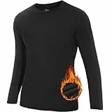 SIMIYA Herren Thermounterwäsche Oberteile Langarm Winter Innenfleece Thermoshirt Longsleeve Funktionsunterwäsche Warm Unterwäsche Männer Rundhalsausschnitt Weich Unterhemd(Schwarz,M)
