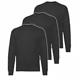 Fruit of the Loom 3er Pack Classic Set-In Sweat Herren, NEU, Farbe:schwarz, Größe:2XL