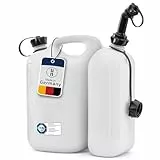 hünersdorff 824900 ECO / Doppelkanister / Kombikanister für Kraftstoff und Öl mit zwei Einfüllsystemen, 5,5 + 3 Liter, UN-Zulassung, Made in Germany, weiß
