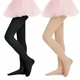 DDOBB 2er Pack Strumpfhosen Mädchen, 40 DEN, blickdichte, Kinderstrumpfhosen mit Fuß, weiche Mikrofaser, für Freizeit, Tanz, Schuluniform, Ballett (Hautfarbe+Schwarz, 11-13 Jahre)