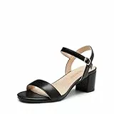 DREAM PAIRS Damen-Sandalen mit hohen Absätzen Modische Blockabsätze-Sandals mit offenem Zehenbereich und Pumpabsatz,Size 40,Schwarz-Pu,SDHS2412W