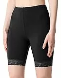 Bellivalini Damen Kurze Leggings aus Viskose mit Spitze BLV50-216 (Schwarz, XL)