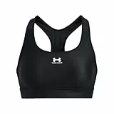 Under Armour Damen UA Authentics Mid Padless, Sport BH mit mittlerer Unterstützung, schweißableitender ohne Polster, Schwarz, XL
