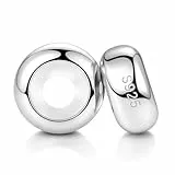 LOVANS 2 Stück Charms Stopper für Armband, 925 Sterling Silber Hypoallergen Charm Anhänger Clip Verschluss mit Silikon, Rutschfester Trenner für Damen Armbänder Silber